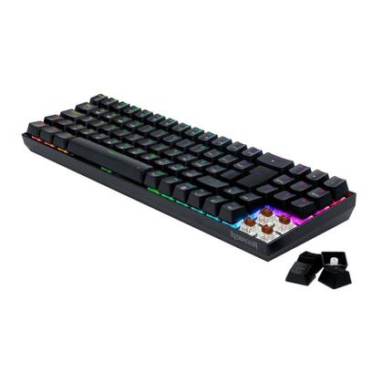 Imagem de Teclado Mecânico Gamer Redragon Zed Pro, RGB, Switch Brown, Wireless e Bluetooth, ABNT2, Preto
