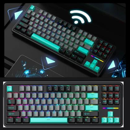 Imagem de Teclado Mecânico Gamer RGB Machenike KG87 Switch Silver
