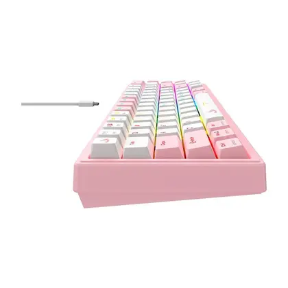 Teclado Mecânico Gamer Rise Mode GM1 Pro White and Pink, ARGB