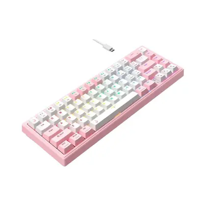 Teclado Mecânico Gamer Rise Mode GM1 Pro White and Pink, ARGB