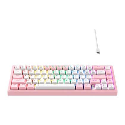 Imagem de Teclado Mecânico Gamer Rise Mode GM1 Pro White and Pink, ARGB, Switch Outemu Blue, USB-C, Branco e Rosa - RM-TCM-GM1P-WPBLUE