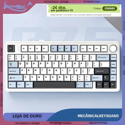 Imagem de Teclado Mecânico Gamer Sem Fio Bluetooth AULA F75 RGB PBT Layout 75% Perfil OEM