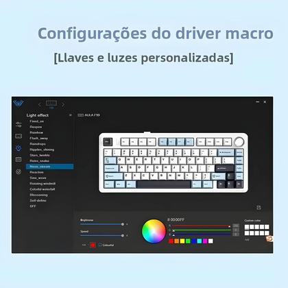 Imagem de Teclado Mecânico Gamer Sem Fio Bluetooth AULA F75 RGB PBT Layout 75% Perfil OEM