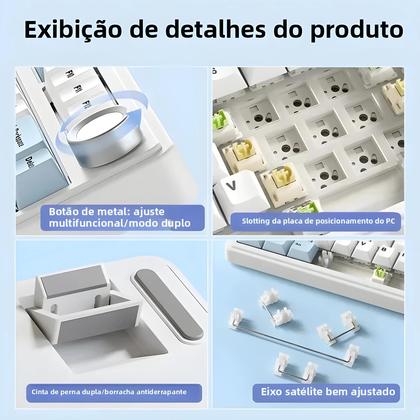 Imagem de Teclado Mecânico Gamer Sem Fio Bluetooth AULA F75 RGB PBT Layout 75% Perfil OEM