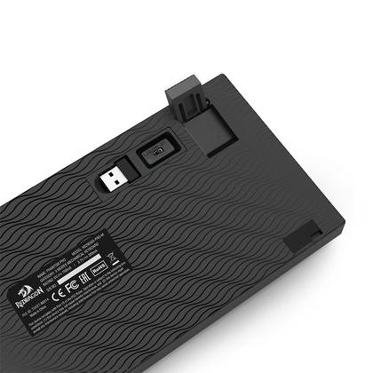 Imagem de Teclado Mecânico Gamer Sem Fio Bluetooth Redragon Phantom Pro RGB Cinza com Creme 75% Switch Brown com key caps extras  