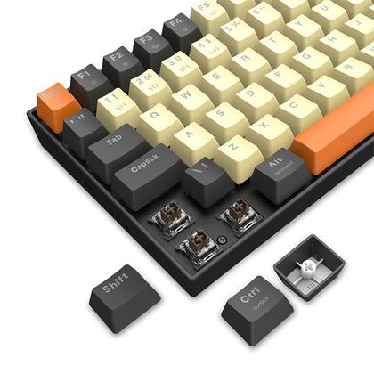 Imagem de Teclado Mecânico Gamer Sem Fio Bluetooth Redragon Phantom Pro RGB Cinza com Creme 75% Switch Brown com key caps extras  