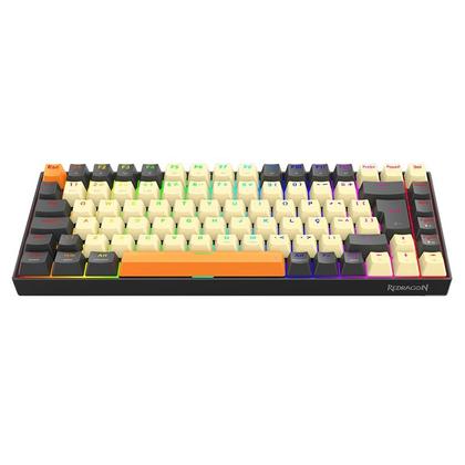 Imagem de Teclado Mecânico Gamer Sem Fio Bluetooth Redragon Phantom Pro RGB Cinza com Creme 75% Switch Brown com key caps extras  