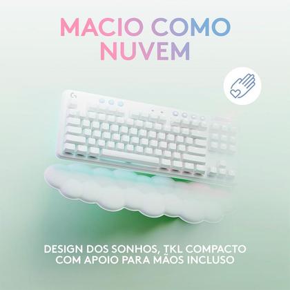 Imagem de Teclado Mecânico Gamer Sem Fio Logitech G715, Coleção Aurora, LIGHTSPEED Switch GX Linear Red, RGB, ABNT2, Branco - 920-010706