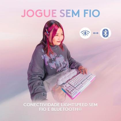 Imagem de Teclado Mecânico Gamer Sem Fio Logitech G715, Coleção Aurora, LIGHTSPEED Switch GX Linear Red, RGB, ABNT2, Branco - 920-010706