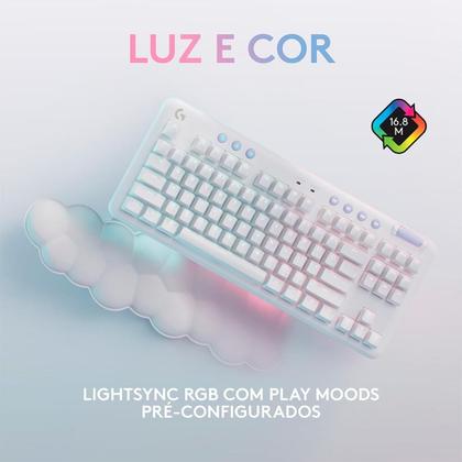 Imagem de Teclado Mecânico Gamer Sem Fio Logitech G715, Coleção Aurora, LIGHTSPEED Switch GX Linear Red, RGB, ABNT2, Branco - 920-010706