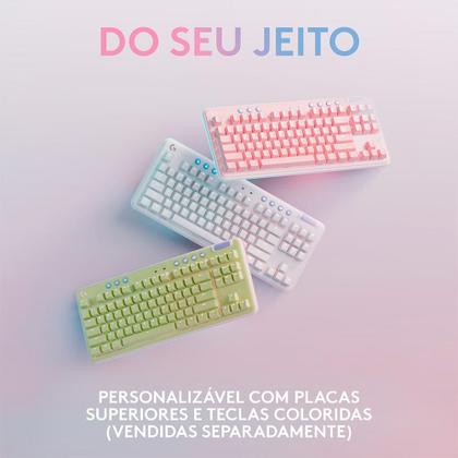 Imagem de Teclado Mecânico Gamer Sem Fio Logitech G715, Coleção Aurora, LIGHTSPEED Switch GX Linear Red, RGB, ABNT2, Branco - 920-010706