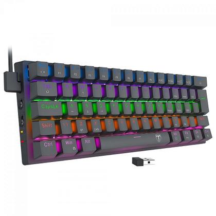 Imagem de Teclado Mecânico Gamer T-Dagger Arena Pro, Rainbow, Wireless/Bluetooth, Switch Brown, 60%, ABNT2, Preto