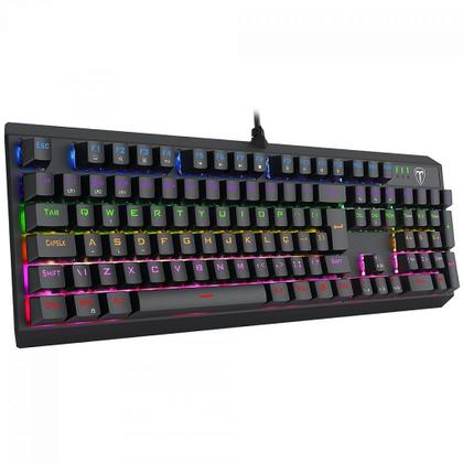 Imagem de Teclado Mecânico Gamer T-Dagger Axis, Rainbow, Switch Brown, Full Size, ABNT2, Preto