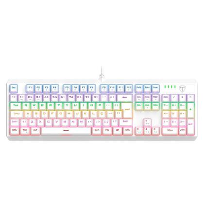 Imagem de Teclado Mecânico Gamer T-Dagger Axis, RGB, Full Size, Switch Dust-proof Marrom, USB, ABNT2, Branco - T-TGK329W-BR
