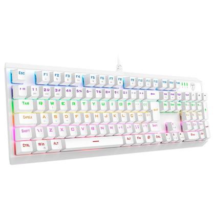 Imagem de Teclado Mecânico Gamer T-Dagger Axis, RGB, Full Size, Switch Dust-proof Marrom, USB, ABNT2, Branco - T-TGK329W-BR