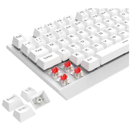 Imagem de Teclado Mecânico Gamer T-Dagger Axis, RGB, Full Size, Switch Dust-proof Marrom, USB, ABNT2, Branco - T-TGK329W-BR