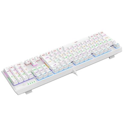 Imagem de Teclado Mecânico Gamer T-Dagger Axis, RGB, Full Size, Switch Dust-proof Marrom, USB, ABNT2, Branco - T-TGK329W-BR