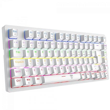 Imagem de Teclado Mecânico Gamer T-Dagger Megatre, Rainbow, Switch Brown, 75%, ABNT2, Branco