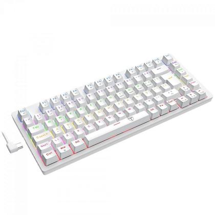 Imagem de Teclado Mecânico Gamer T-Dagger Megatre, Rainbow, Switch Brown, 75%, ABNT2, Branco