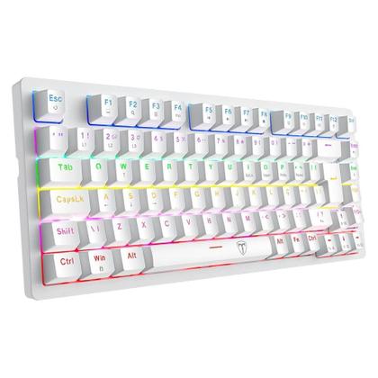 Imagem de Teclado Mecânico Gamer T-Dagger Megatre, RGB, Switch Dust-proof Marrom, USB Tipo-C, ABNT2, Branco - T-TGK326W-BR