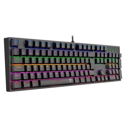 Imagem de Teclado Mecânico Gamer T-dagger Rebel, RGB, Switch Dust-proof Marrom, ABNT2, USB, Preto - T-TGK328-BR