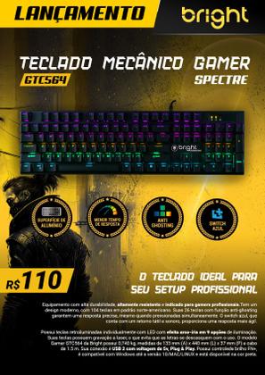 Imagem de Teclado Mecânico Gamer Usb Com Fio Rgb Switch Para Pc Bright