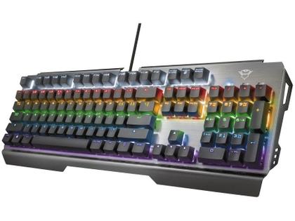 Teclado Mecânico Gamer USB Trust RGB Cinza GXT 877 Scarr - Teclado