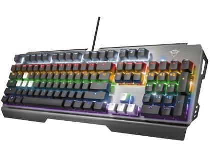 Teclado Mecânico Gamer USB Trust RGB Cinza GXT 877 Scarr - Teclado
