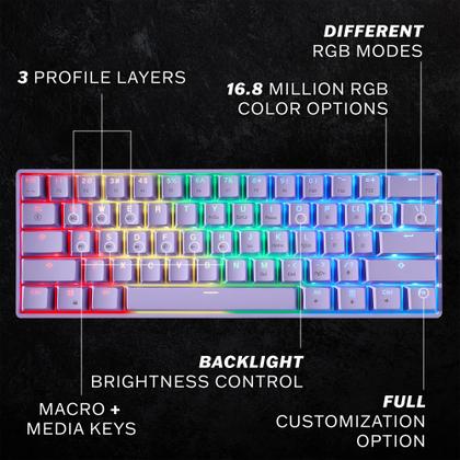 Imagem de Teclado Mecânico HK GAMING GK61s RGB com Fio e Switch Azul