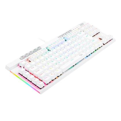 Imagem de Teclado Mecânico Óptico Redragon Broadsword PRO Branco RGB Switch Óptico Vermelho ABNT TKL C/Apoio de Pulso K588WRGB-PRO