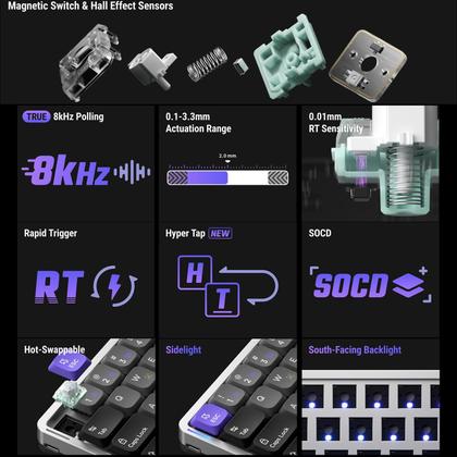 Imagem de Teclado Mecânico para Games Nuphy Air60 HE - Switch Magnético, 61 Teclas, com Fio