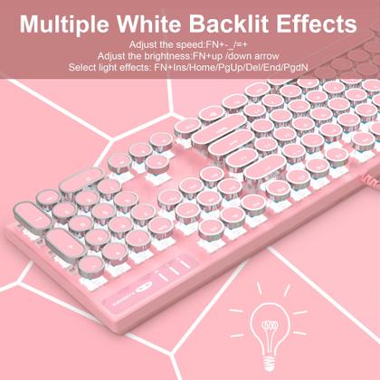 Imagem de Teclado mecânico para jogos Camiysn Typewriter Style Pink