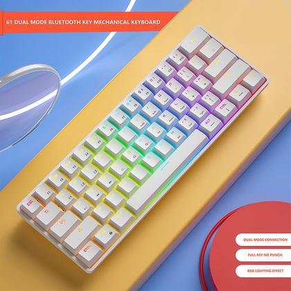 Imagem de Teclado mecânico para jogos com fio 60% Rgb retroiluminado compacto 61 teclas mini teclado com interruptores azuis para windows pc