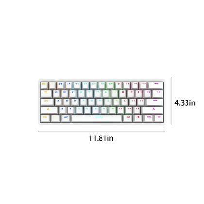 Imagem de Teclado mecânico para jogos com fio 60% Rgb retroiluminado compacto 61 teclas mini teclado com interruptores azuis para windows pc