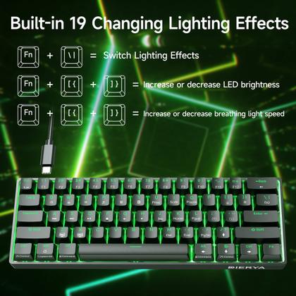 Imagem de Teclado mecânico para jogos DIERYA DK61SE 60% com interruptor azul