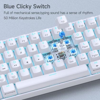 Imagem de Teclado mecânico para jogos DIERYA DK61SE 60% com interruptor azul