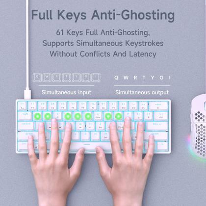 Imagem de Teclado mecânico para jogos DIERYA DK61SE 60% com interruptor azul