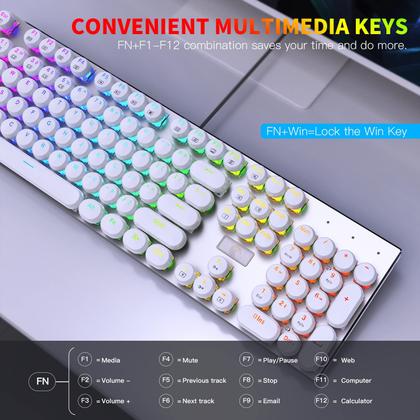 Imagem de Teclado mecânico para jogos HUO JI E-Yooso Z-88 com fio branco