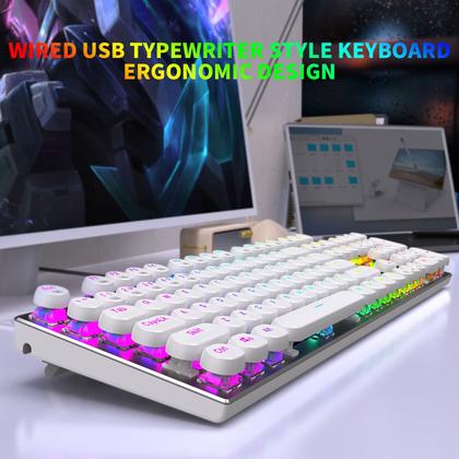 Imagem de Teclado mecânico para jogos HUO JI E-Yooso Z-88 com fio branco