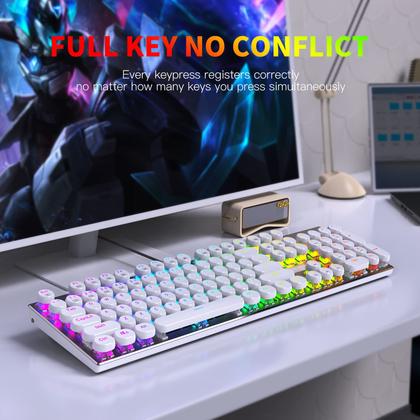 Imagem de Teclado mecânico para jogos HUO JI E-Yooso Z-88 com fio branco