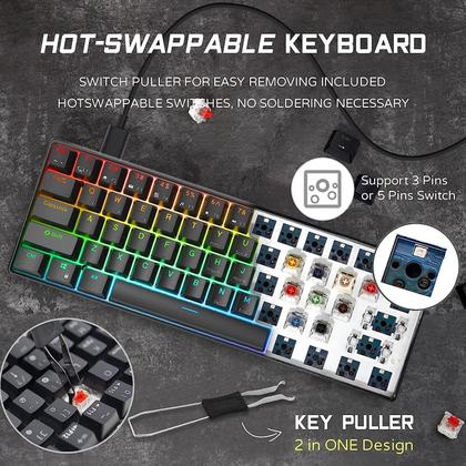 Imagem de Teclado mecânico para jogos RK ROYAL KLUDGE RK61 Wired