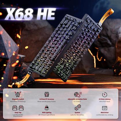 Imagem de Teclado Mecánico para Juegos ATTACK SHARK X68 HE 60% RGB con Cable