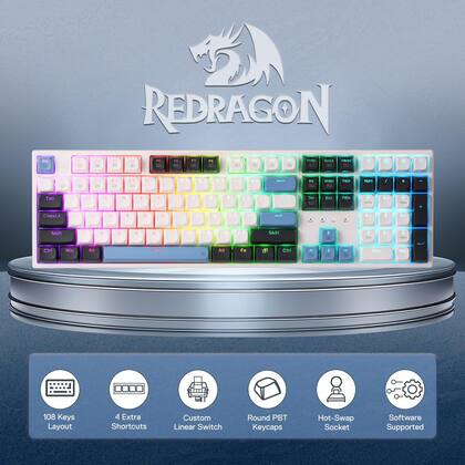 Imagem de Teclado mecânico RGB com fio Redragon K668 108 teclas