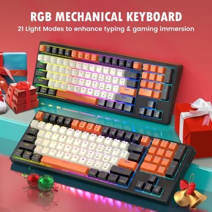 Imagem de Teclado mecânico RiSophy atualizou o interruptor vermelho com fio RGB
