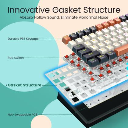 Imagem de Teclado mecânico RiSophy atualizou o interruptor vermelho com fio RGB