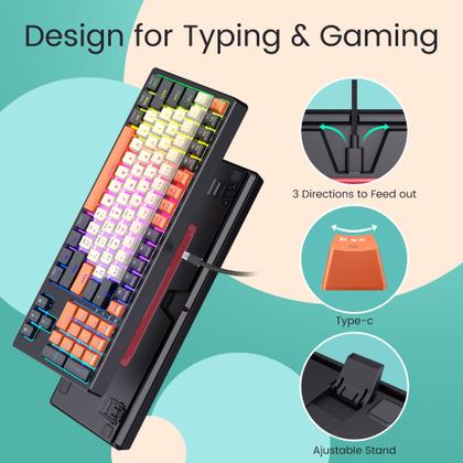 Imagem de Teclado mecânico RiSophy atualizou o interruptor vermelho com fio RGB