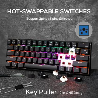 Imagem de Teclado Mecânico RK ROYAL KLUDGE RK61 60% RGB - Switch Brown