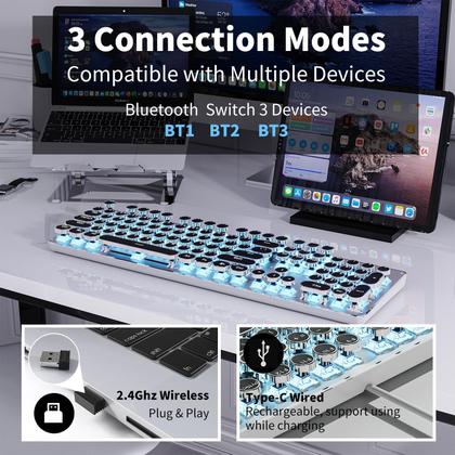 Imagem de Teclado Mecânico Sem Fio EWEADN TK950 Bluetooth - Preto