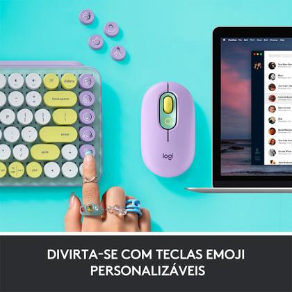 Imagem de Teclado Mecânico Sem Fio Logitech POP Keys, Switch Brown, Bluetooth, Teclas Emoji Personalizáveis, USB, Daydream - 920-010711
