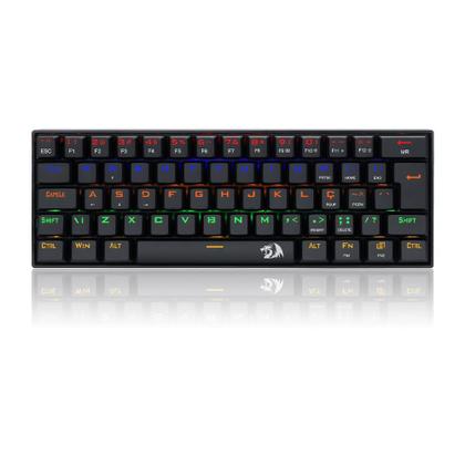 Imagem de Teclado mecanico usb gamer lakshmi rainbow switch black redragon k606r preto